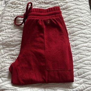 Soft red sweatpant joggers, size small